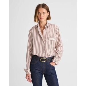 NEW Alexa Chung Madewell Lou Poplin Stripped Button down Shirt Aroma X Small